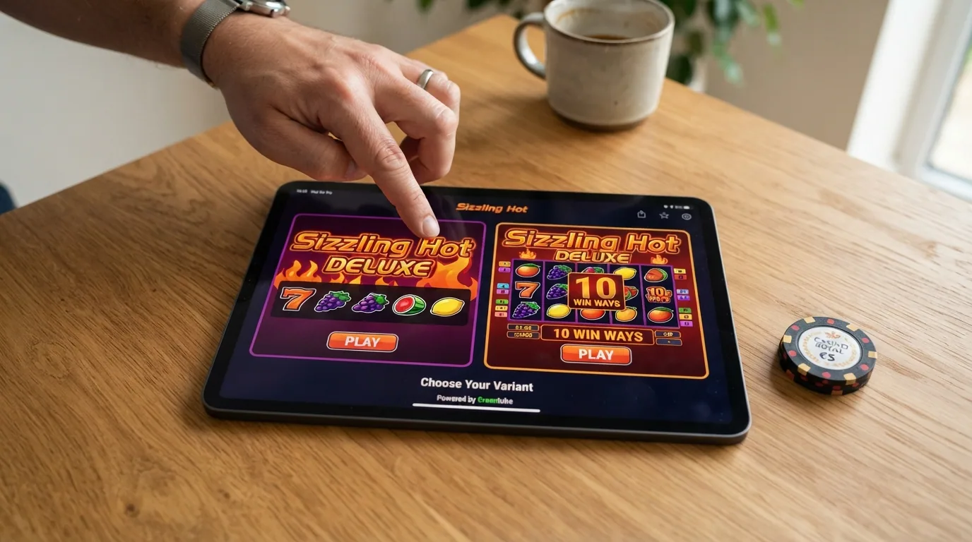 Screenshot der Sizzling Hot-Spielauswahl bei Admiral.ch mit Deluxe und 10 Win Ways