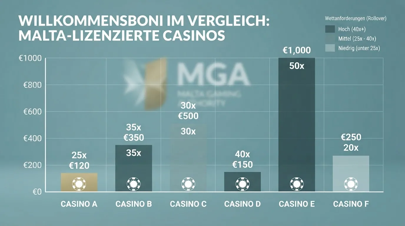 Ein Balkendiagramm, das Bonus-Nennbeträge (Balkenhöhe) den erforderlichen Umsatzbedingungen (Balkentransparenz) gegenüberstellt