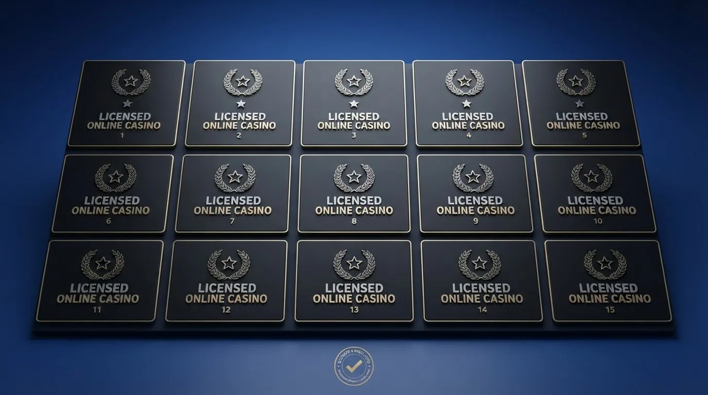 Vergleichstabelle mit Logos und Lizenzsymbolen der zehn vorgestellten Book-of-Ra-Casinos