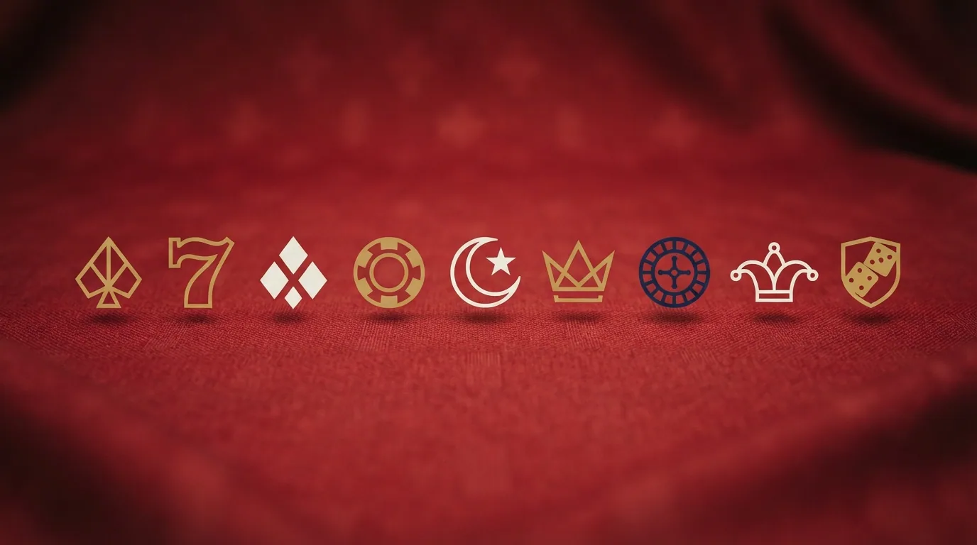 Eine Übersicht der Logos der neun ESBK-lizenzierten Casinos in einer Reihe, farblich hinterlegt mit einem Schweizer-Kreuz-Motiv