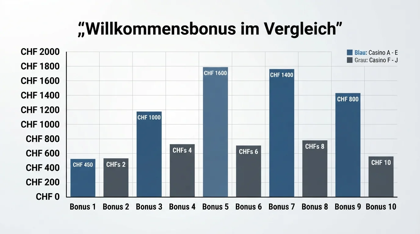 Übersichtliche Vergleichstabelle mit Betreibernamen, Bonuswerten und Spielzahlen