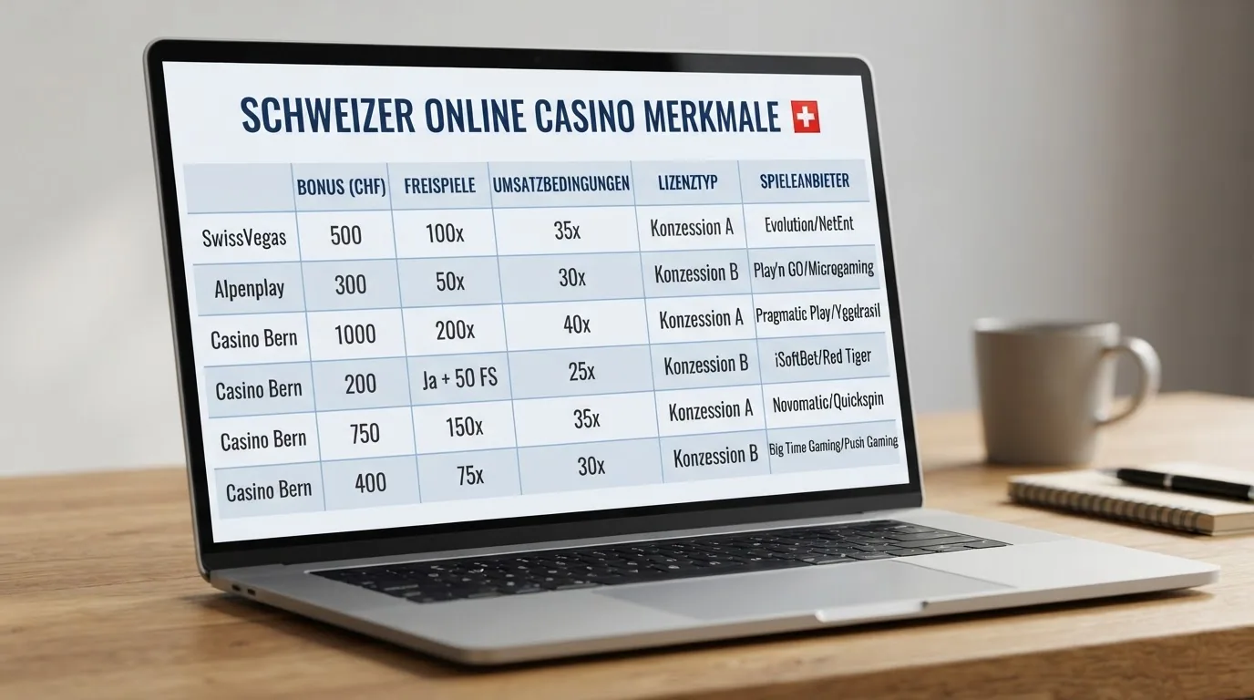 Übersichtliche Darstellung der Vergleichstabelle mit Operator-Namen, Bonus-Beträgen und Bewertung