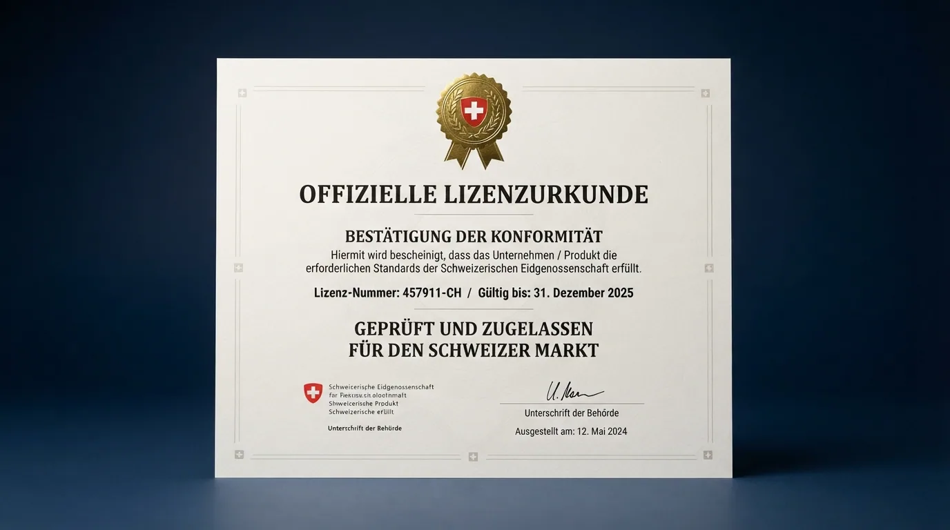 Offizielles ESBK-Dokument mit Schweizer Konzession — das Gütesiegel für legales Online-Glücksspiel