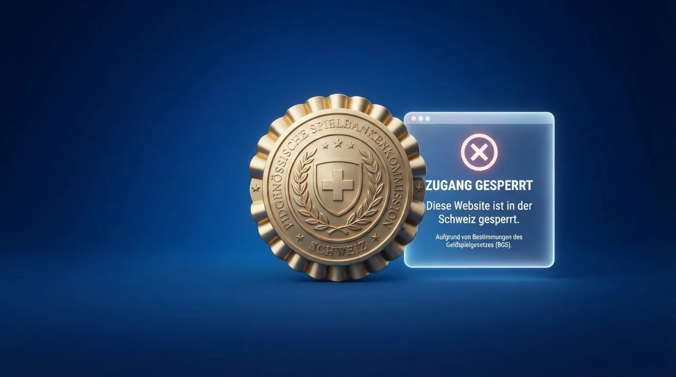 Offizielles ESBK-Logo neben einer stilisierten Darstellung einer DNS-Sperrbildschirm-Meldung