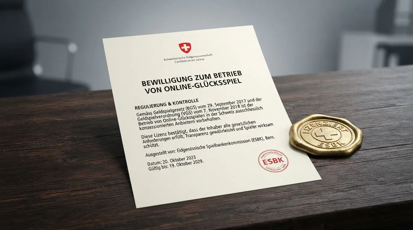Offizielles Dokument mit ESBK-Logo und Bundeswappen, daneben ein Schloss-Symbol für «geschützter Spielraum»