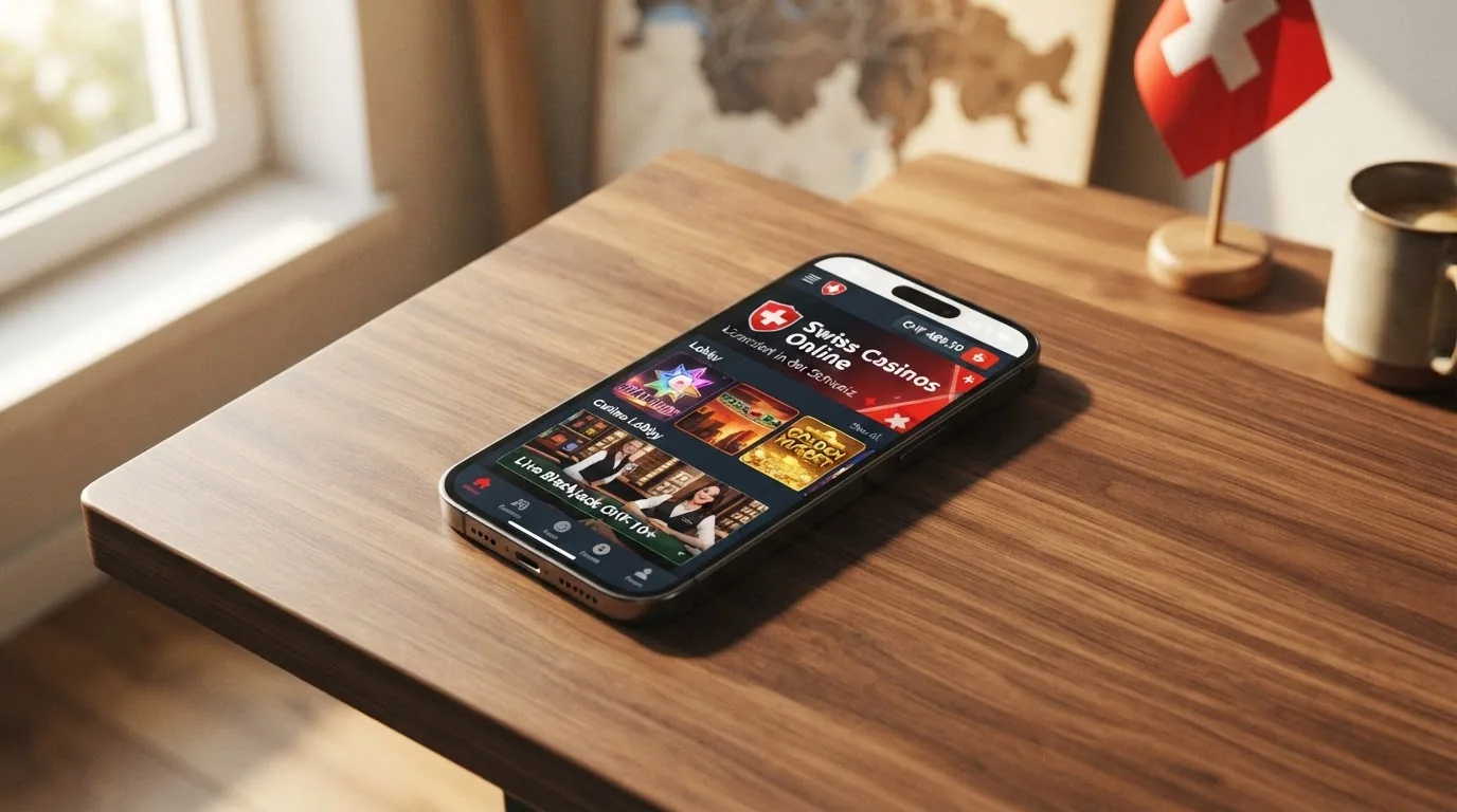 Smartphone mit geöffneter Casino-App oder mobil optimierter Webseite im Hochformat
