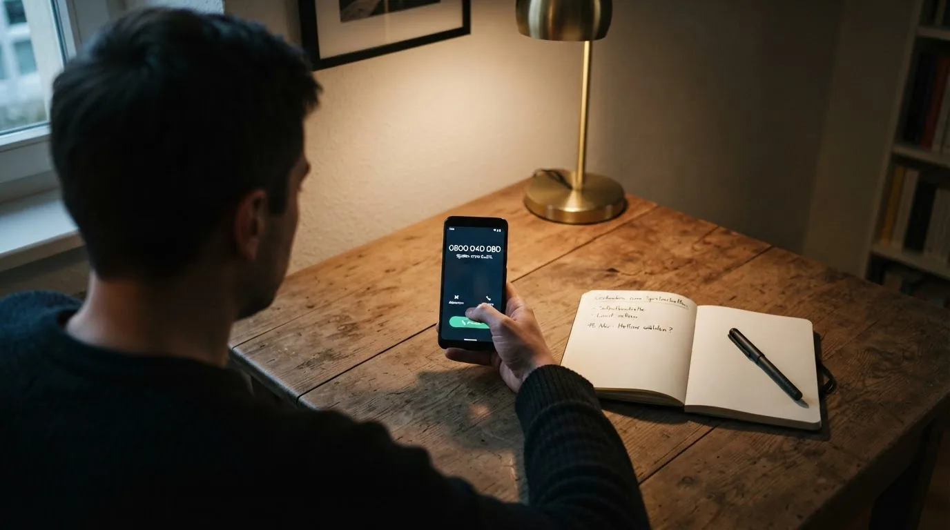 Ein Smartphone mit gewählter Nummer 0800 040 080 und dem Schriftzug «Spielen ohne Sucht»