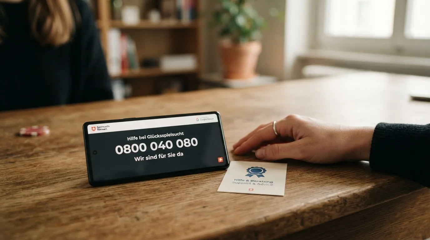 Eine Helpline-Tastatur mit der Nummer 0800 040 080 auf einem Smartphone-Display, daneben das Logo von SafeZone.ch