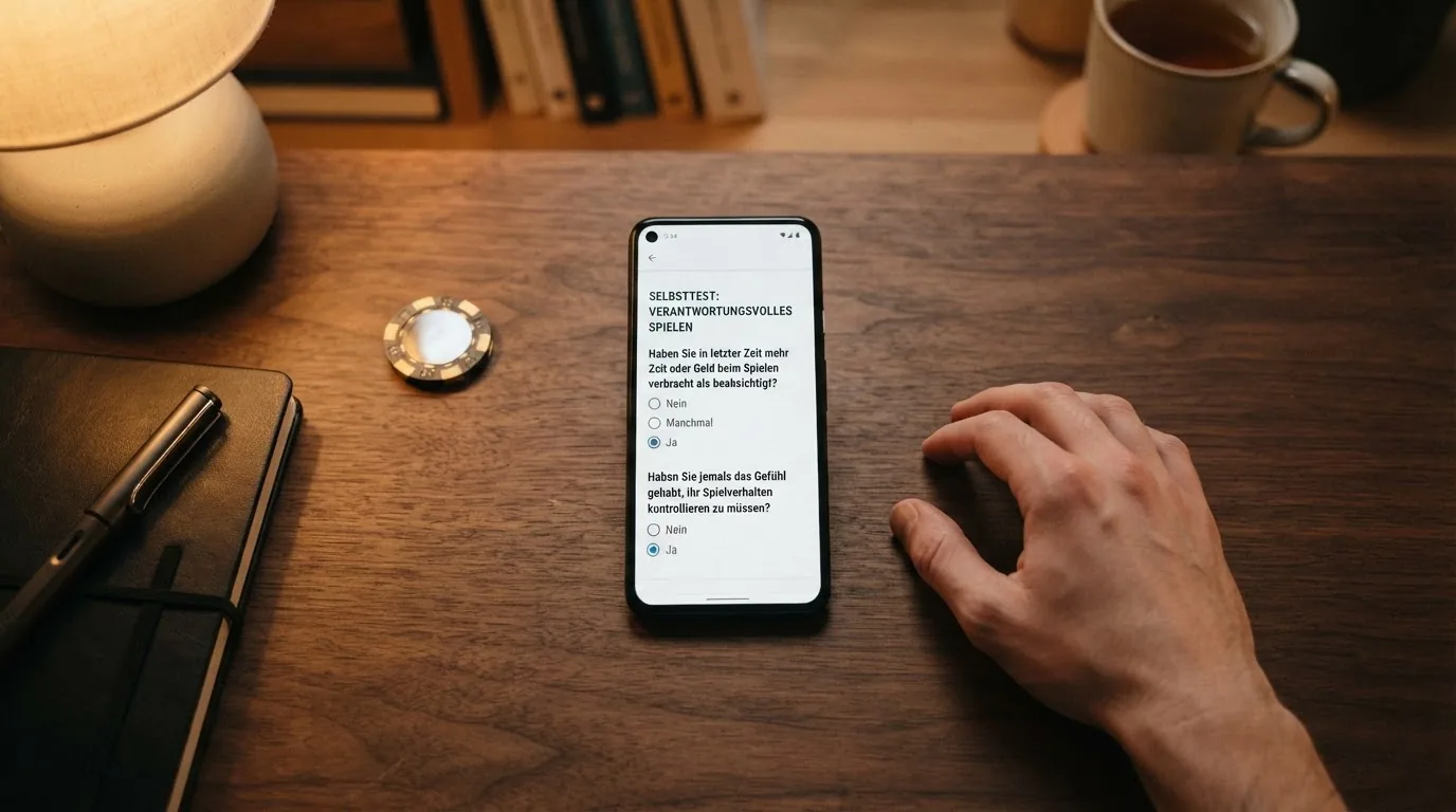Screenshot des Spielsperre-Antragsformulars oder der Selbsttest-Plattform